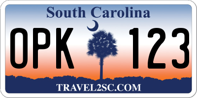 SC license plate OPK123