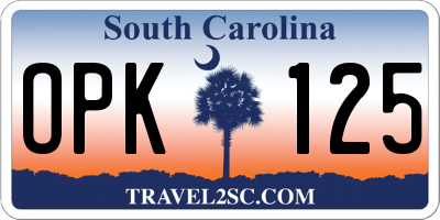 SC license plate OPK125