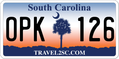 SC license plate OPK126
