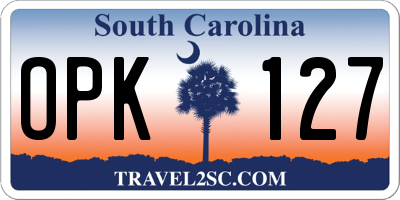 SC license plate OPK127