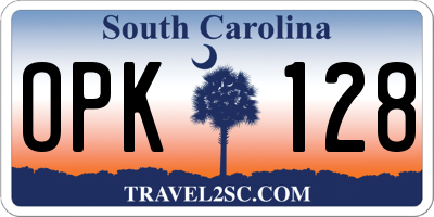 SC license plate OPK128