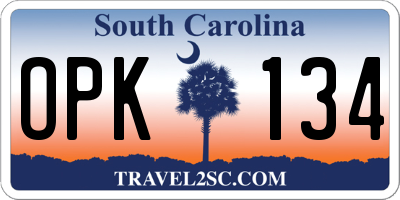 SC license plate OPK134