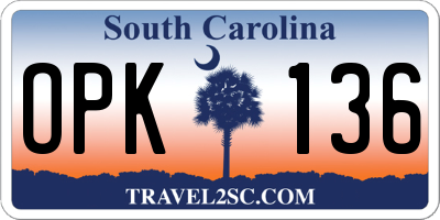 SC license plate OPK136