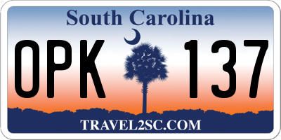 SC license plate OPK137