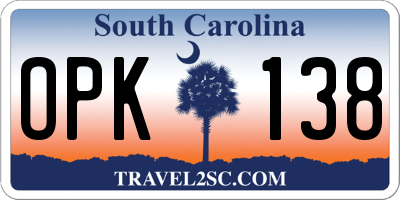 SC license plate OPK138