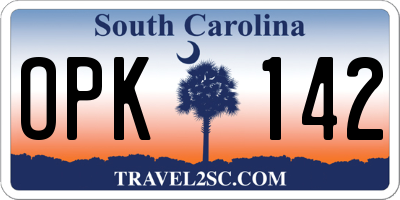 SC license plate OPK142