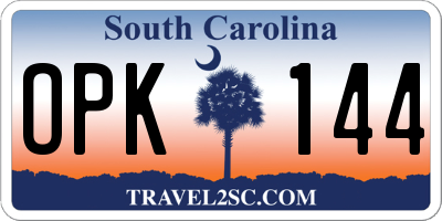 SC license plate OPK144