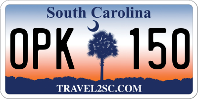 SC license plate OPK150