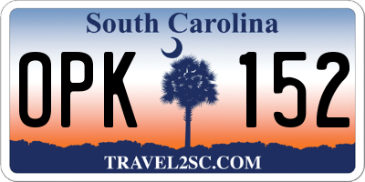 SC license plate OPK152