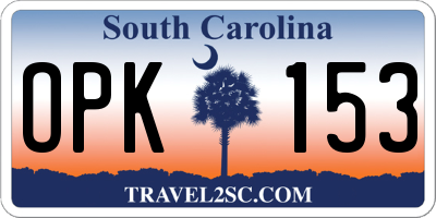 SC license plate OPK153