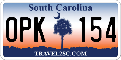 SC license plate OPK154