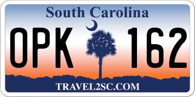 SC license plate OPK162