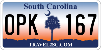 SC license plate OPK167