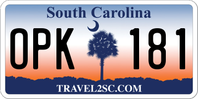 SC license plate OPK181