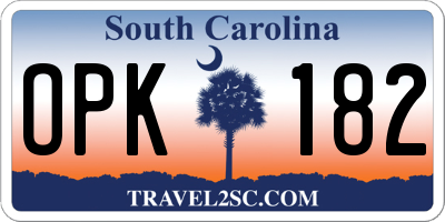 SC license plate OPK182