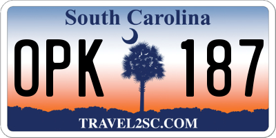 SC license plate OPK187