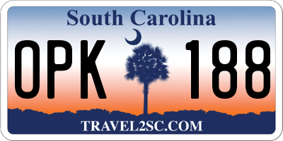 SC license plate OPK188