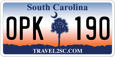 SC license plate OPK190