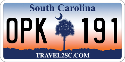 SC license plate OPK191