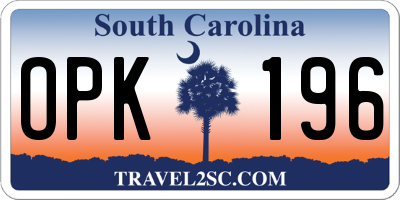SC license plate OPK196