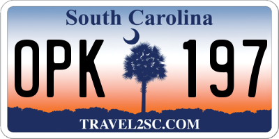 SC license plate OPK197