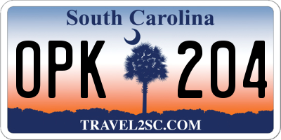 SC license plate OPK204