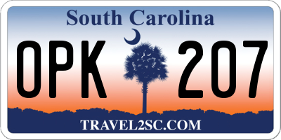 SC license plate OPK207