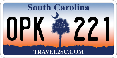 SC license plate OPK221