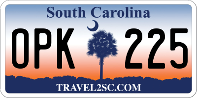 SC license plate OPK225