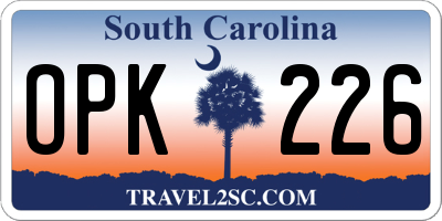 SC license plate OPK226
