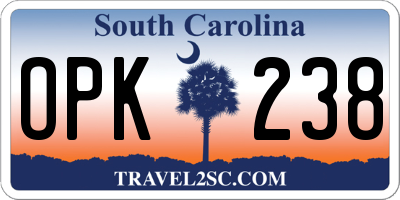 SC license plate OPK238