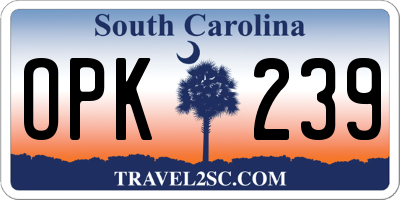 SC license plate OPK239