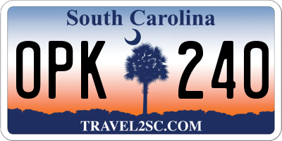 SC license plate OPK240
