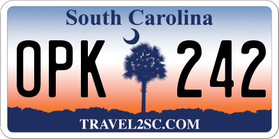 SC license plate OPK242