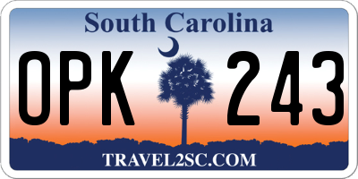 SC license plate OPK243