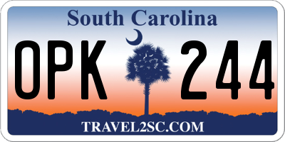 SC license plate OPK244
