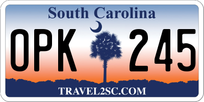 SC license plate OPK245