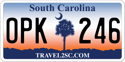SC license plate OPK246