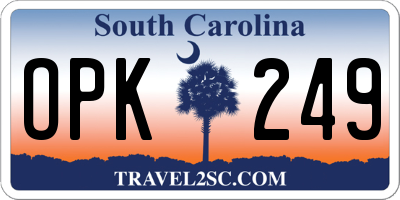 SC license plate OPK249