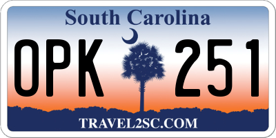 SC license plate OPK251