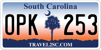 SC license plate OPK253