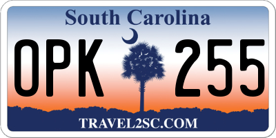 SC license plate OPK255