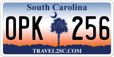 SC license plate OPK256