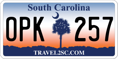 SC license plate OPK257