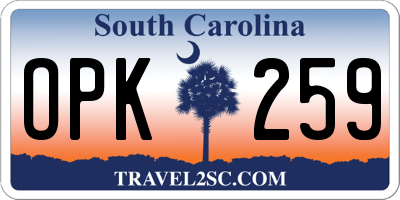 SC license plate OPK259