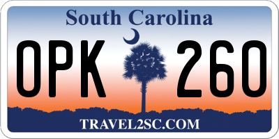 SC license plate OPK260