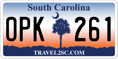 SC license plate OPK261