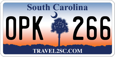 SC license plate OPK266
