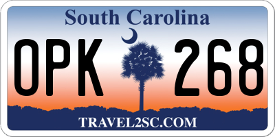 SC license plate OPK268