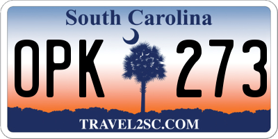 SC license plate OPK273